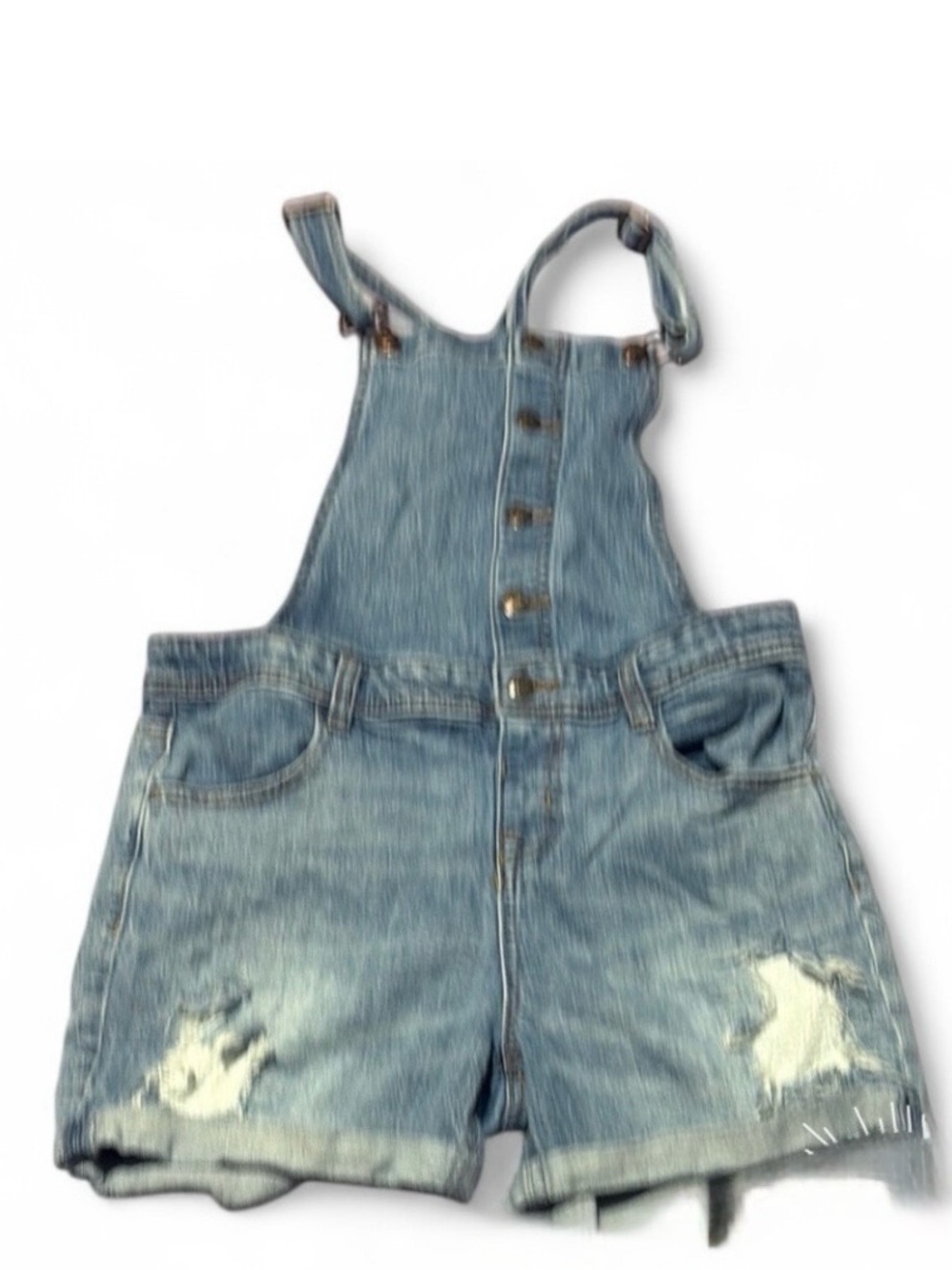 Cat & Jack Girls XL 14/16 Denim Shortalls Distressed Light Wash